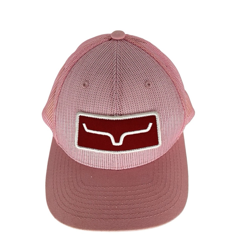 Kimes Ranch Pink Mesh Trucker Hat Bull Horn Logo Patch Snapback Western Cowgirl